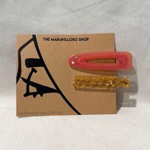 Shimmery Pink Glitter Bow & Arrow Hair Clips